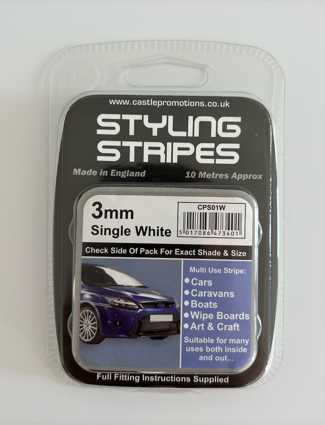 CPS01 White 3mm Styling Stripe