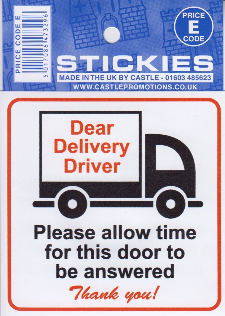 Please allow time for this door to be answered sticker
