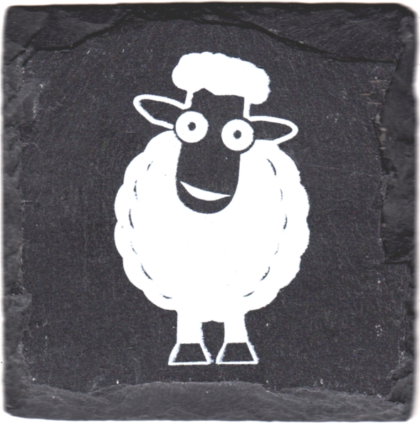 SC10 Slate Coaster With Sheep Design