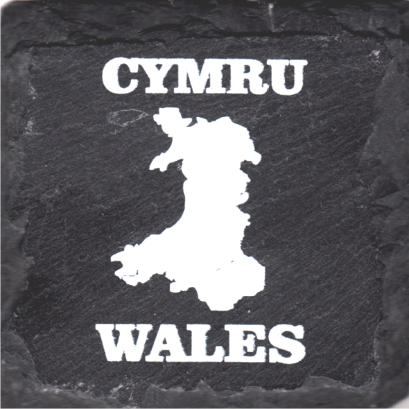 SC12 Slate Coaster With Welsh Map Cymru & Wales Design