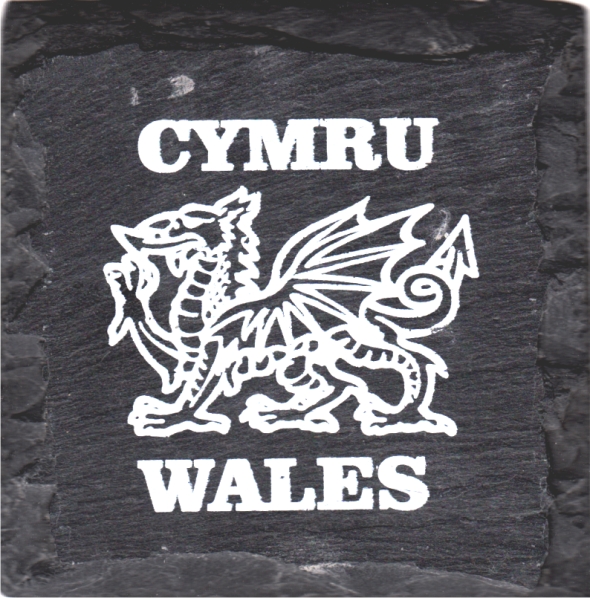 SC13 Slate Coaster With Welsh Dragon Cymru & Wales Design