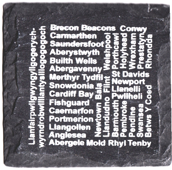 SC18 Slate Coaster Welsh Place Names Design